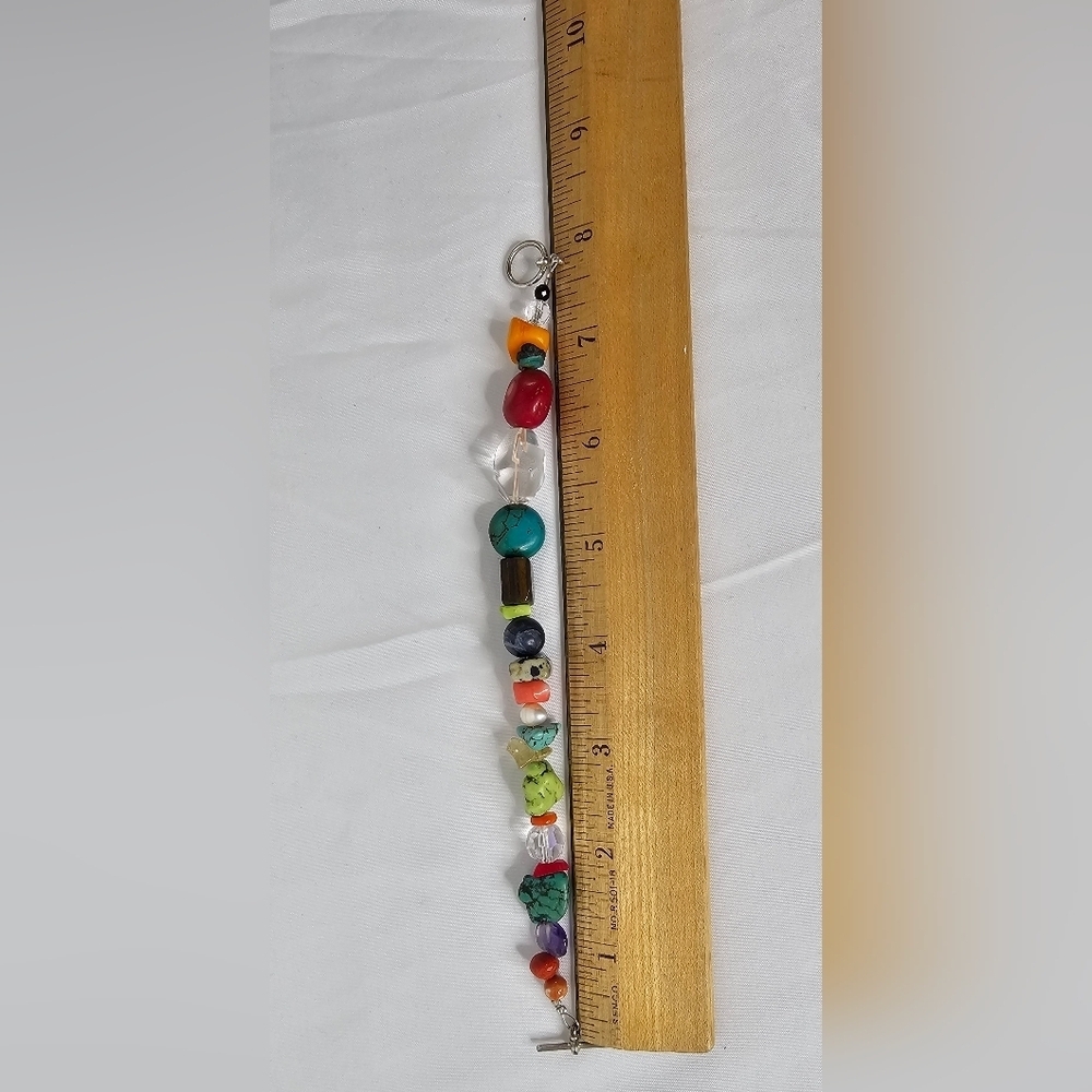 ​Chunky Multi-Gemstone Necklace & Bracelet Set Two Strand Turquoise Jasper Agate - Picture 8 of 9